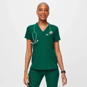 Figs Catarina One Pocket Scrub Top Hunter Green XXS